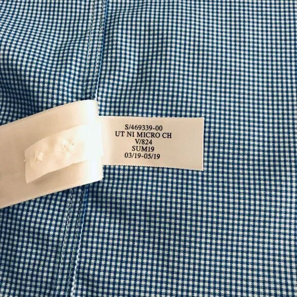 Banana Republic Untucked Slim Fit Cotton Dress Shirt Blue Men's Size L Non‑Iron - Picture 8 of 8